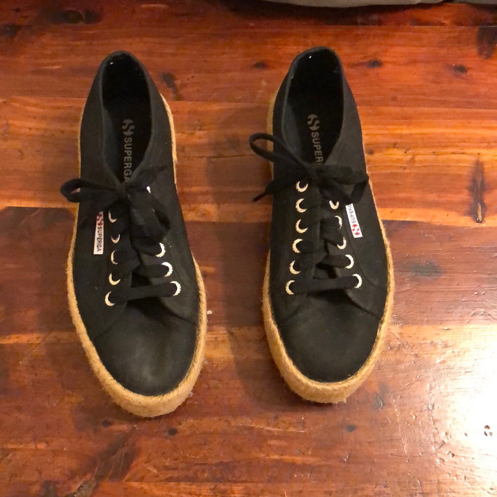 Superga Black Platform Shoes